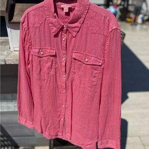 Sundance Pink Long Sleeve Notched Collar Shirt